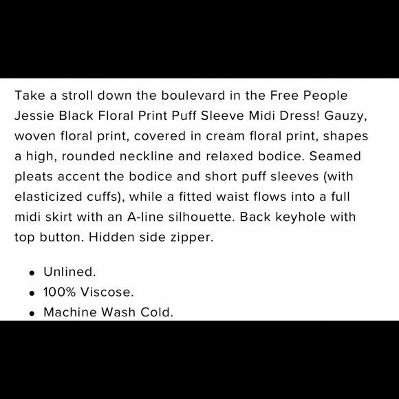 Free People Jessie Black Floral Midi Dress - Picture 3 of 5